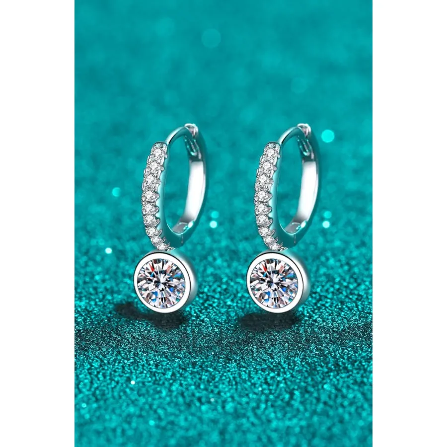 1 Carat Moissanite Rhodium-Plated Drop Earrings