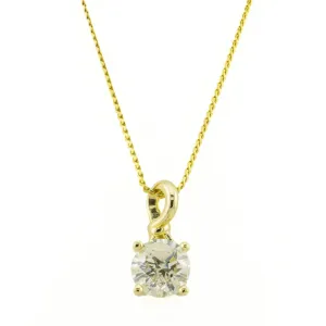 1.00ctw Round Diamond Solitaire Pendant in 14K Yellow Gold - Chain Not Included