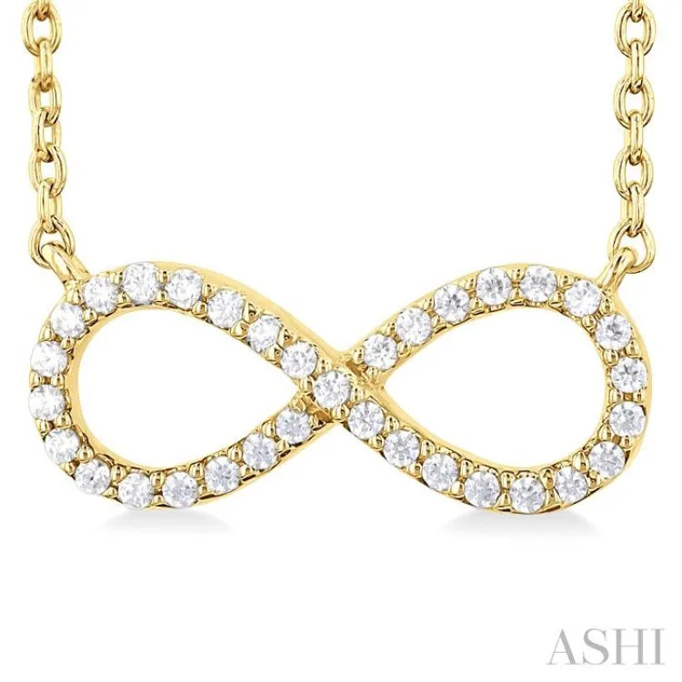 1/10 Ctw Round Cut Diamond Infinity Necklace in 10K Yellow Gold