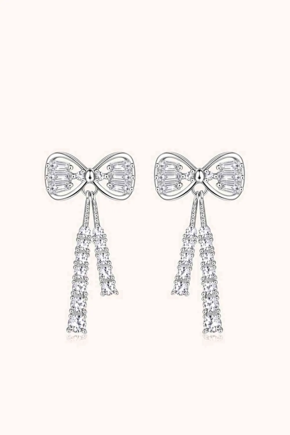 1.12 Carat Moissanite 925 Sterling Silver Bow Earrings