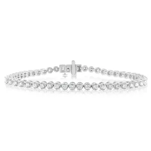 14ct White Gold 2 Carats Diamond Tennis Bracelet With 51 Brilliant Diamonds 18cm