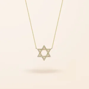 14K Gold Large Diamond Star of David Necklace