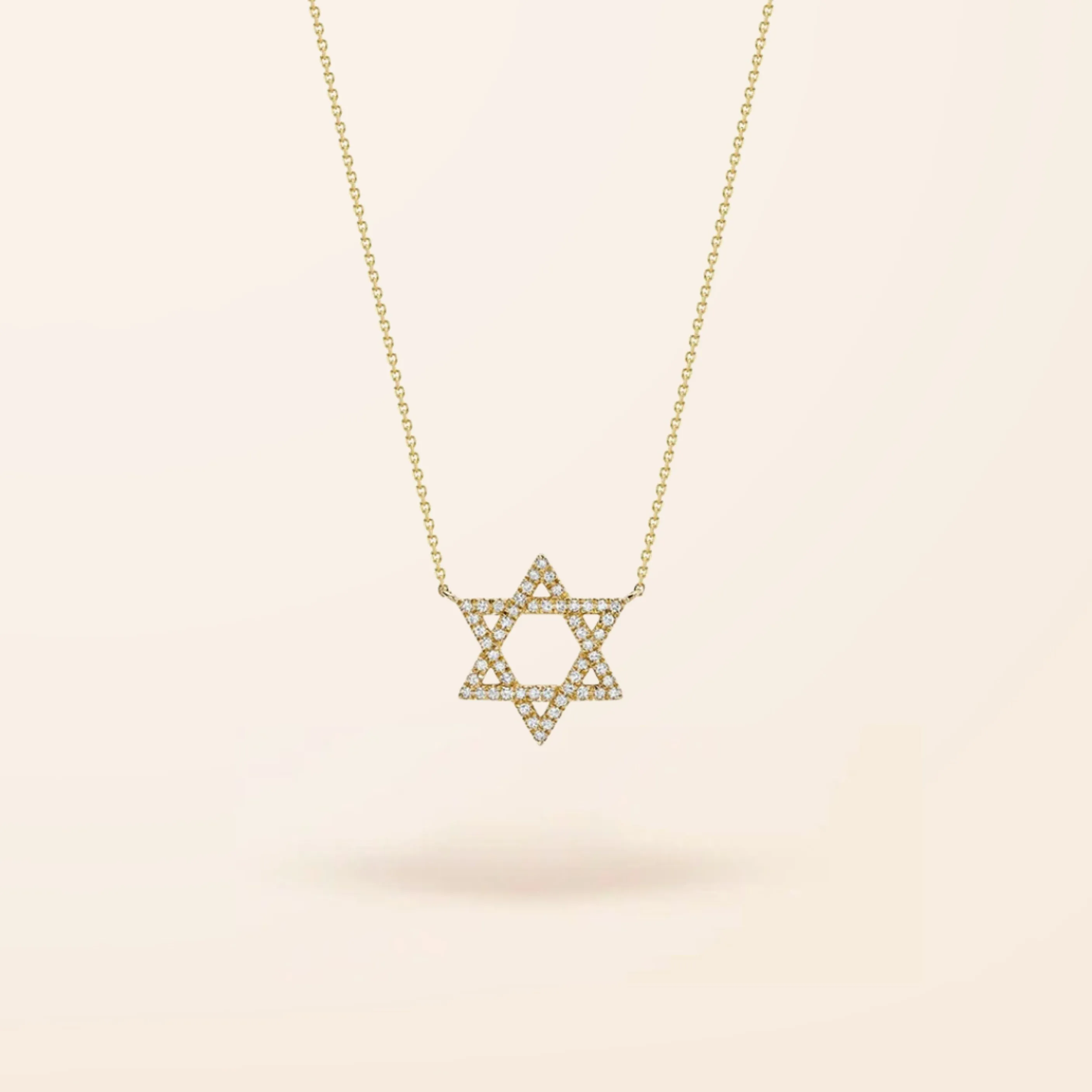 14K Gold Large Diamond Star of David Necklace