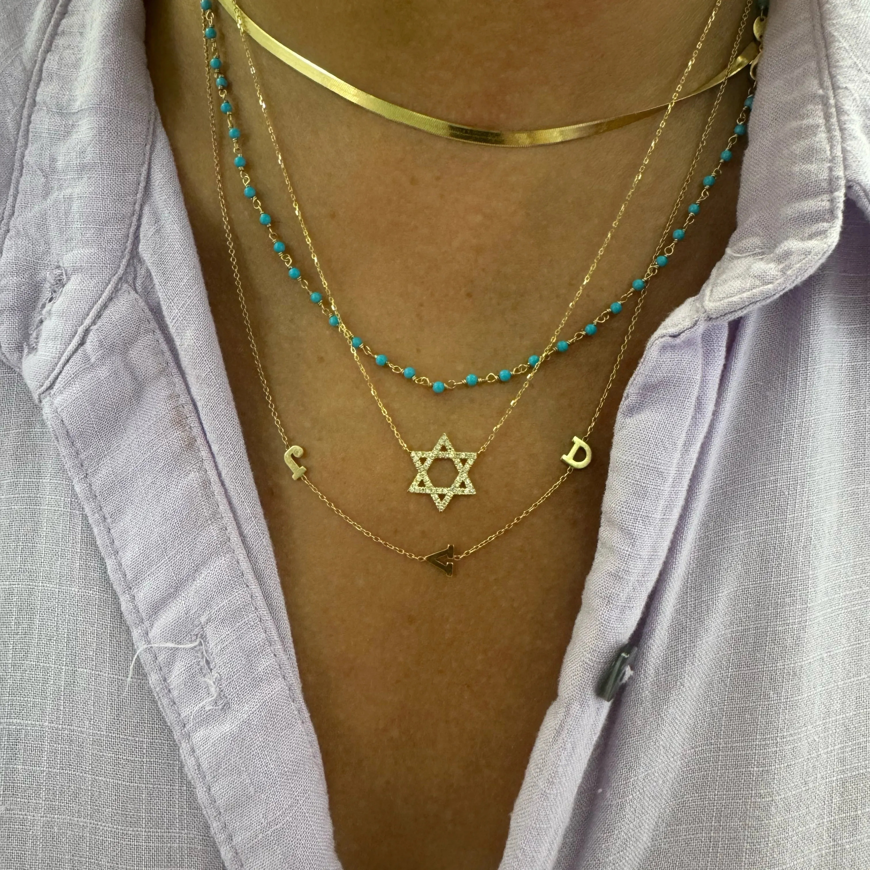 14K Gold Large Diamond Star of David Necklace