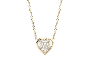 14k Lab Bezel Heart Necklace