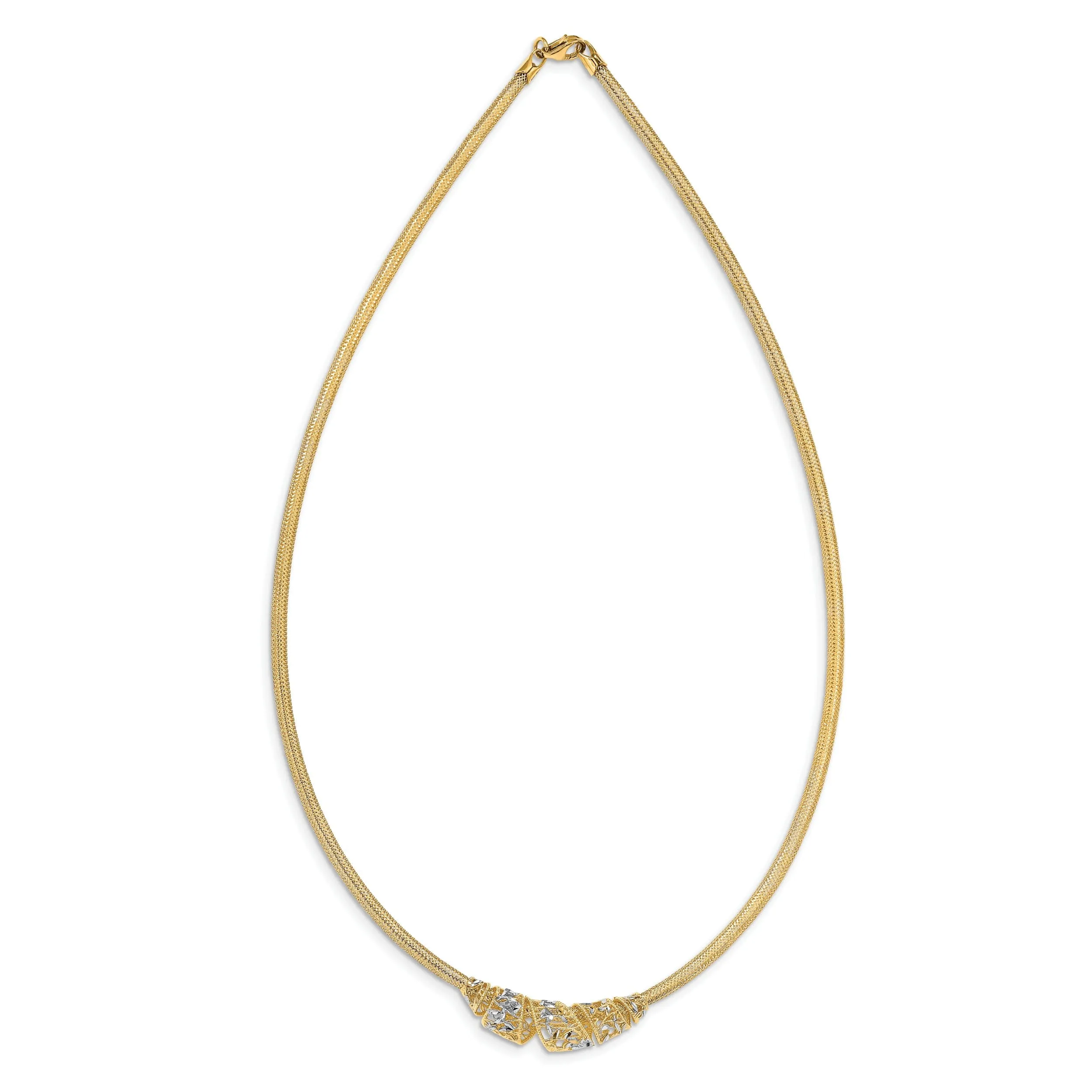 14k Two Tone Gold Mesh D.C Necklace