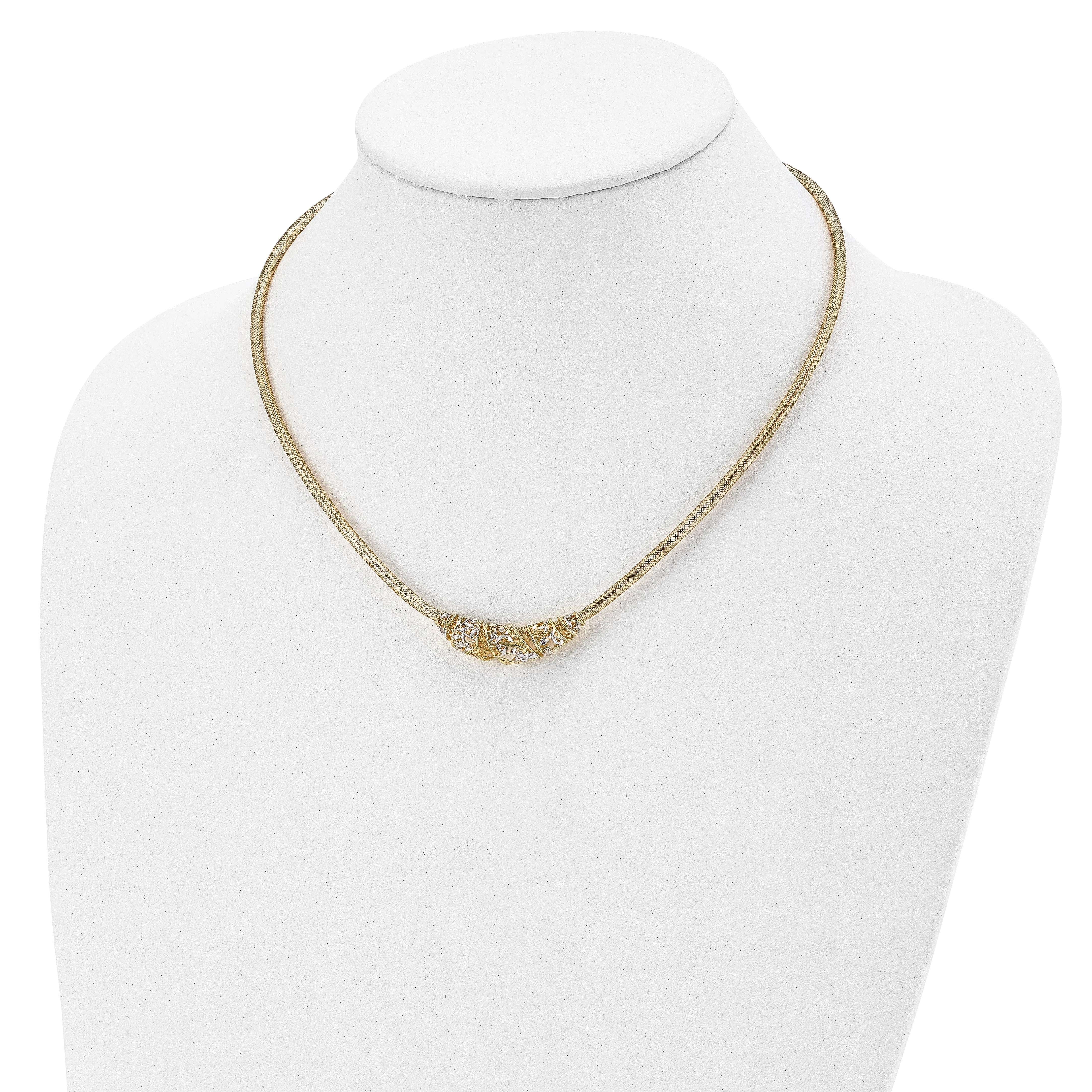 14k Two Tone Gold Mesh D.C Necklace