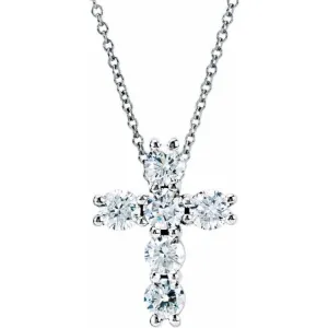 14K White 1/3 CTW Lab-Grown Diamond Cross 18" Necklace