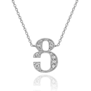 14K White Gold Armenian Initial Diamond Necklace