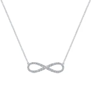 14K White Gold Diamond Infinity Necklace