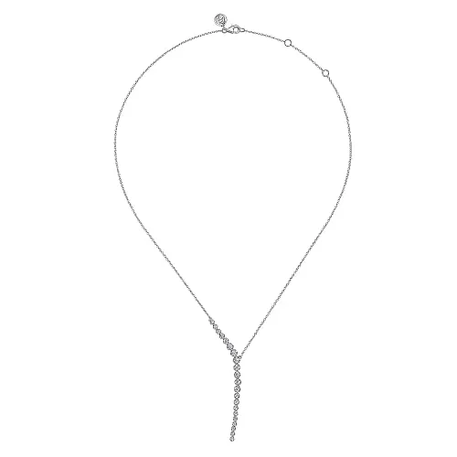 14K White Gold Diamond Y Necklace