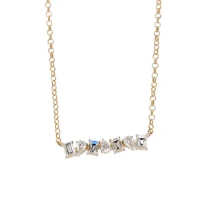 14K Yellow Gold Multi-Shape Diamond Bar Necklace