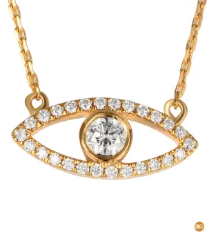 14KY 0.25CTW DIAMOND EVIL EYE NECKLACE