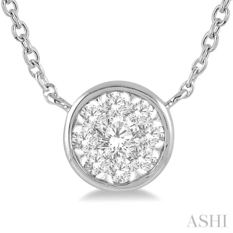 1/6 Ctw Round Shape Pendant Lovebright Diamond Necklace in 14K White Gold