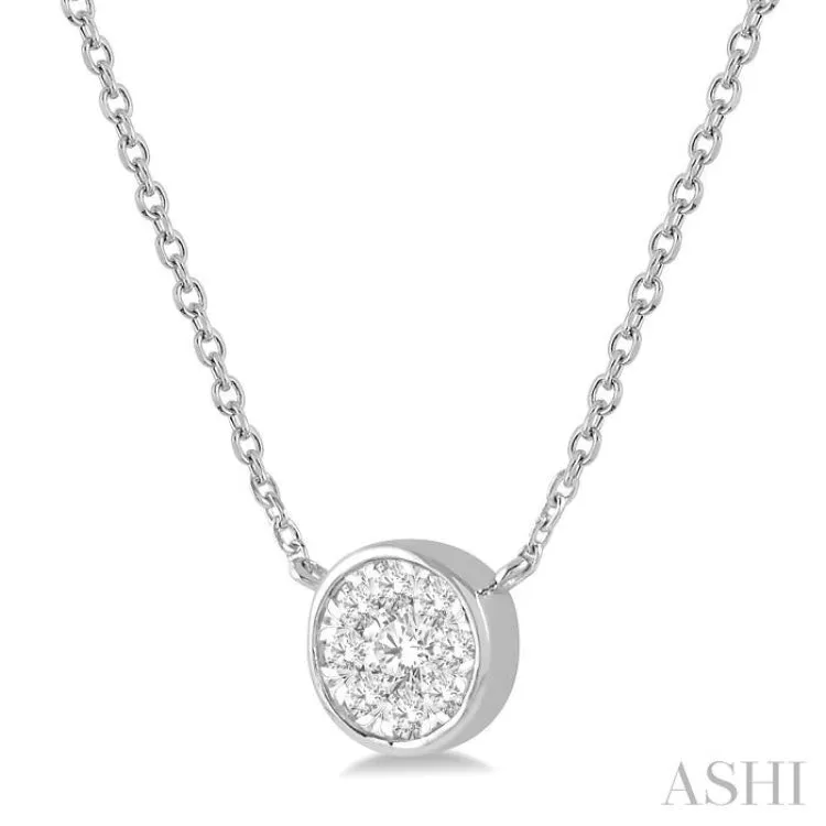 1/6 Ctw Round Shape Pendant Lovebright Diamond Necklace in 14K White Gold