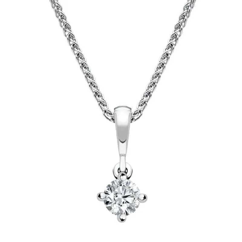 18ct White Gold 0.10ct Diamond Brilliant Cut Solitaire Necklace