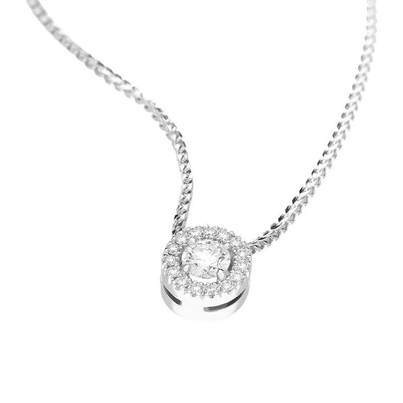 18ct White Gold 0.33ct Brilliant Cut Diamond Pave Round Necklace