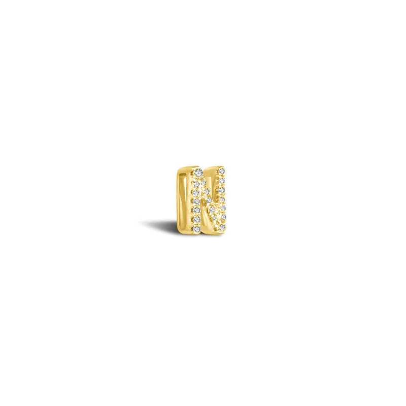 18k Gold Initial Letter "N" Diamond Pendant