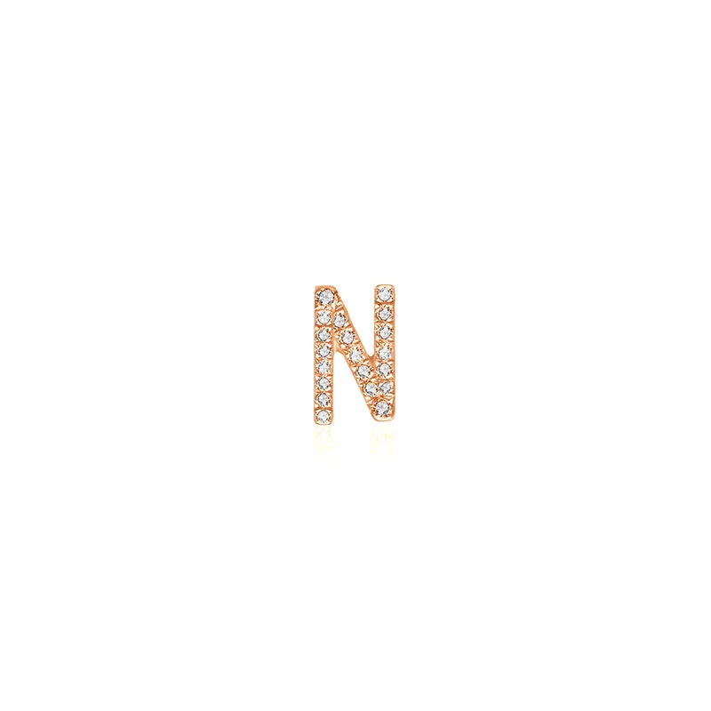 18k Gold Initial Letter "N" Diamond Pendant