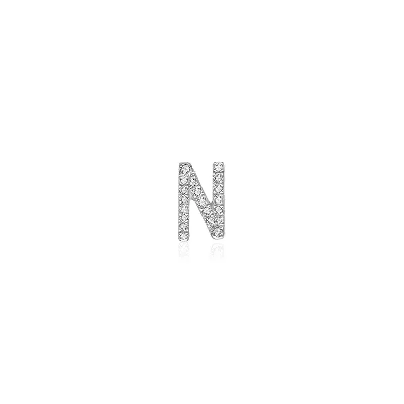 18k Gold Initial Letter "N" Diamond Pendant