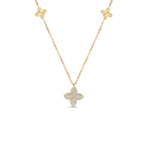 18K Gold Love By The Inch Diamond Flower Station Necklace