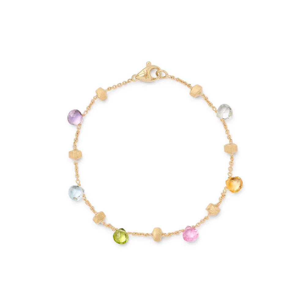 18K Gold Paradise Single-Strand Multi Gemstone Bracelet