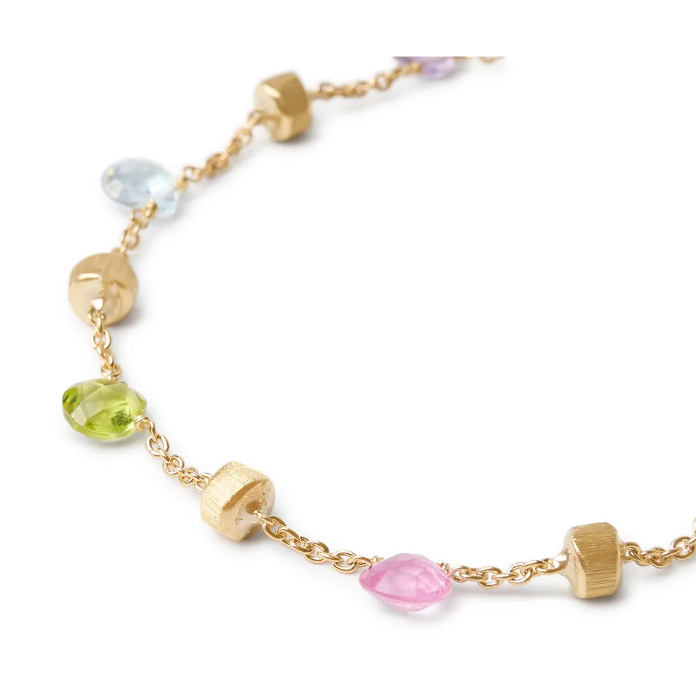 18K Gold Paradise Single-Strand Multi Gemstone Bracelet