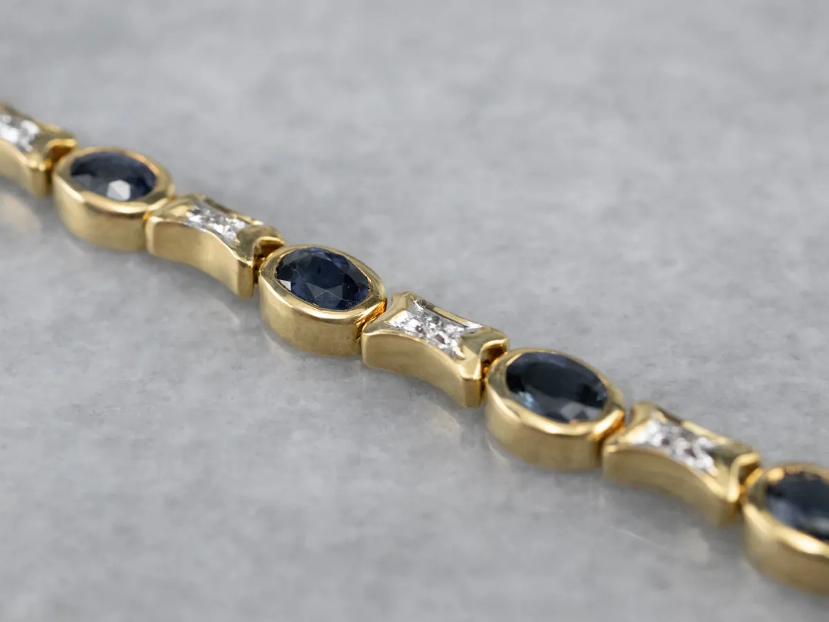 18K Gold Sapphire and Diamond Tennis Bracelet