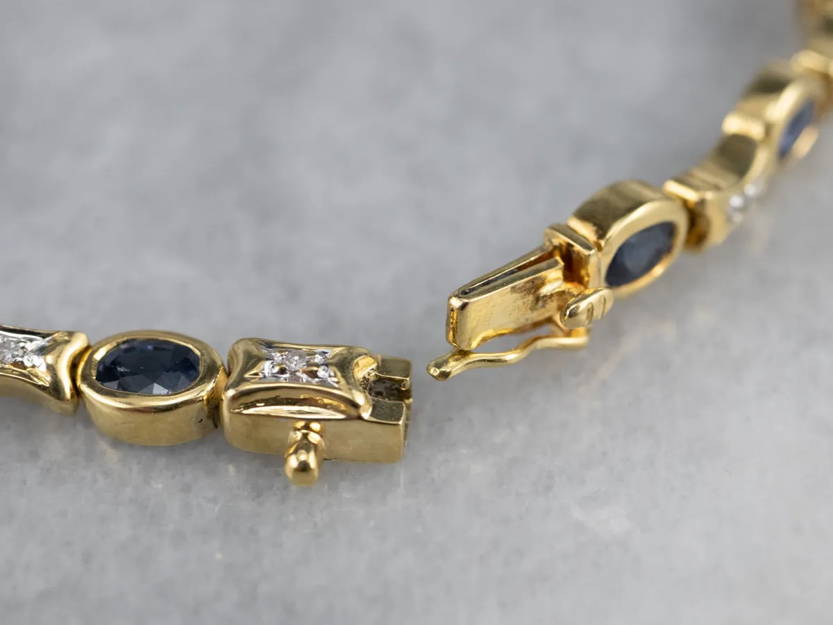 18K Gold Sapphire and Diamond Tennis Bracelet