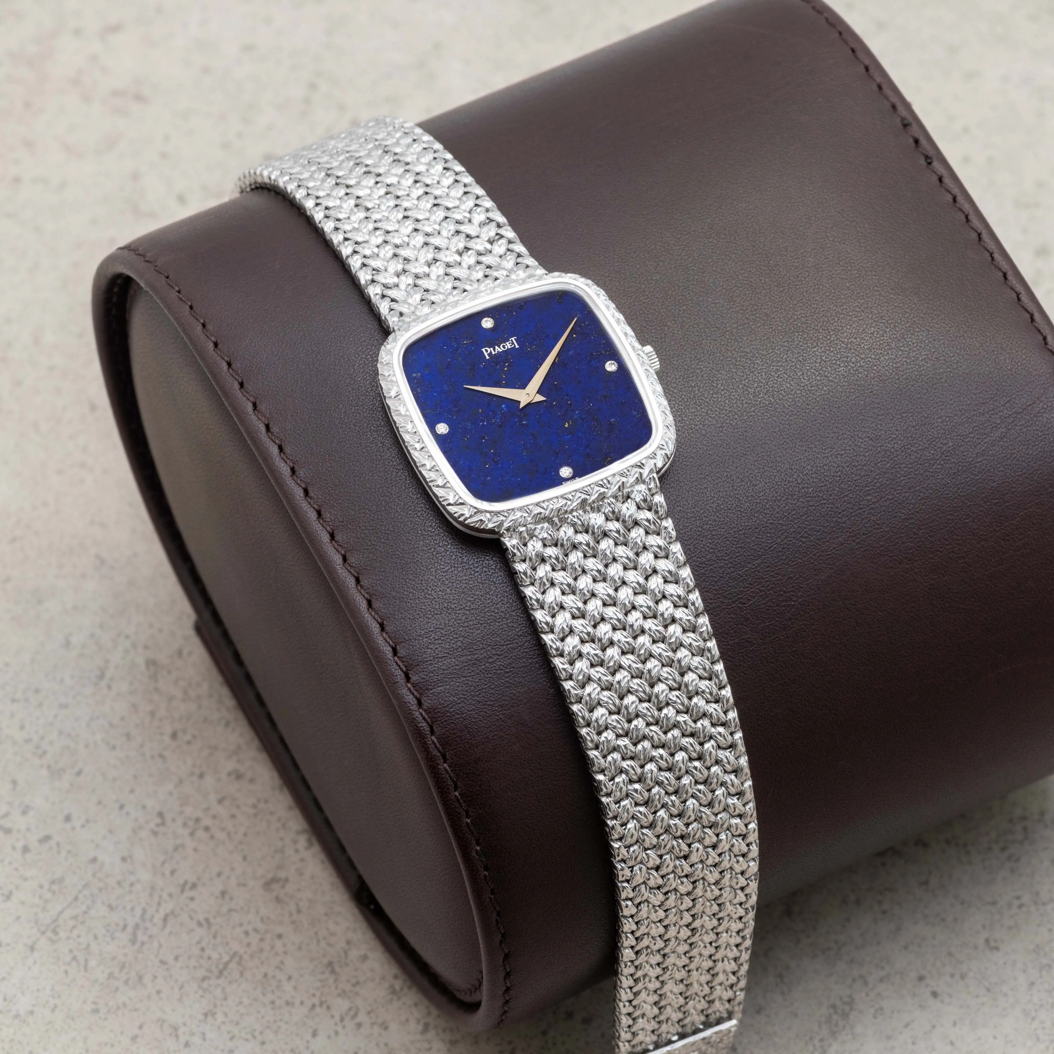 1970's Piaget White Gold Lapis Diamond Dial Ref. 9771 D2