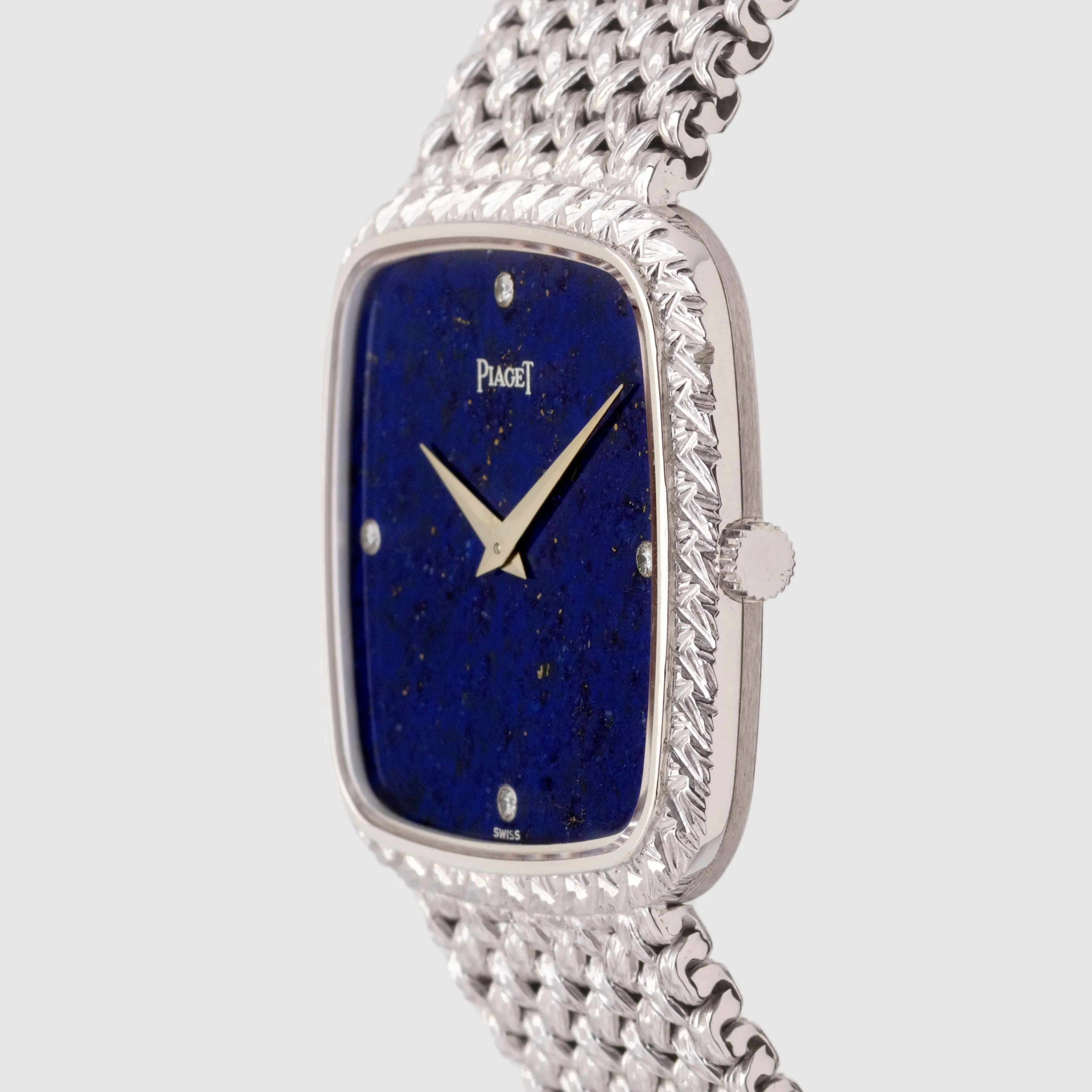 1970's Piaget White Gold Lapis Diamond Dial Ref. 9771 D2