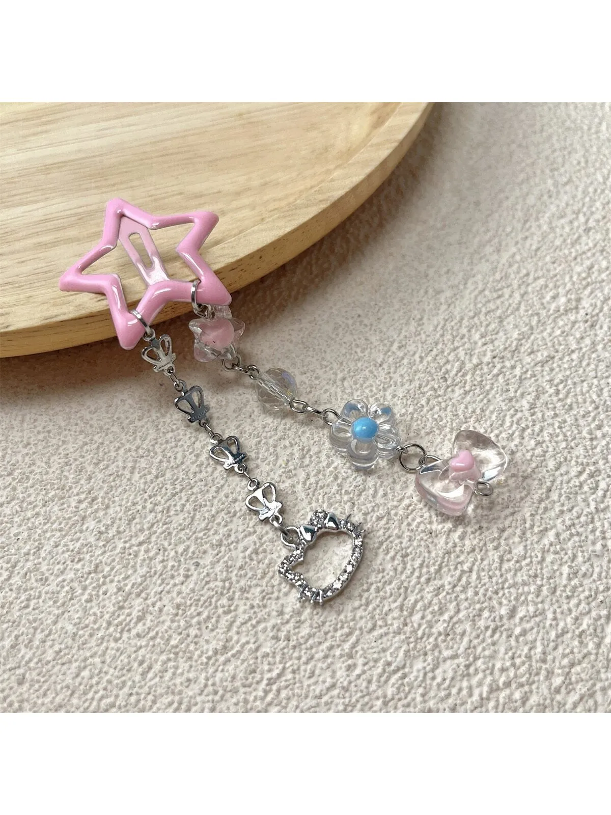 1pc Candy-Colored Double Chain Star Hair Clip for Women Barrette Styling Hair