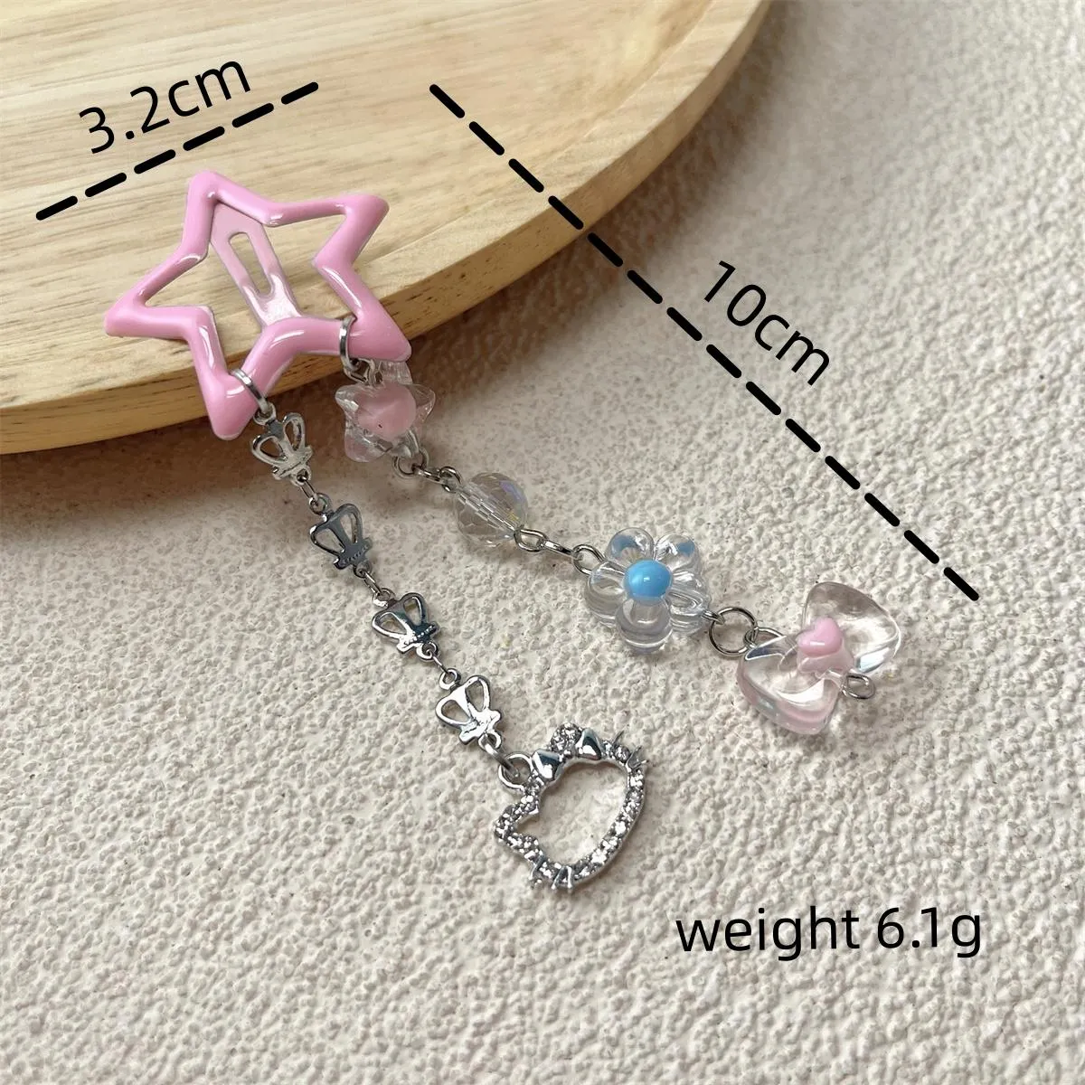 1pc Candy-Colored Double Chain Star Hair Clip for Women Barrette Styling Hair