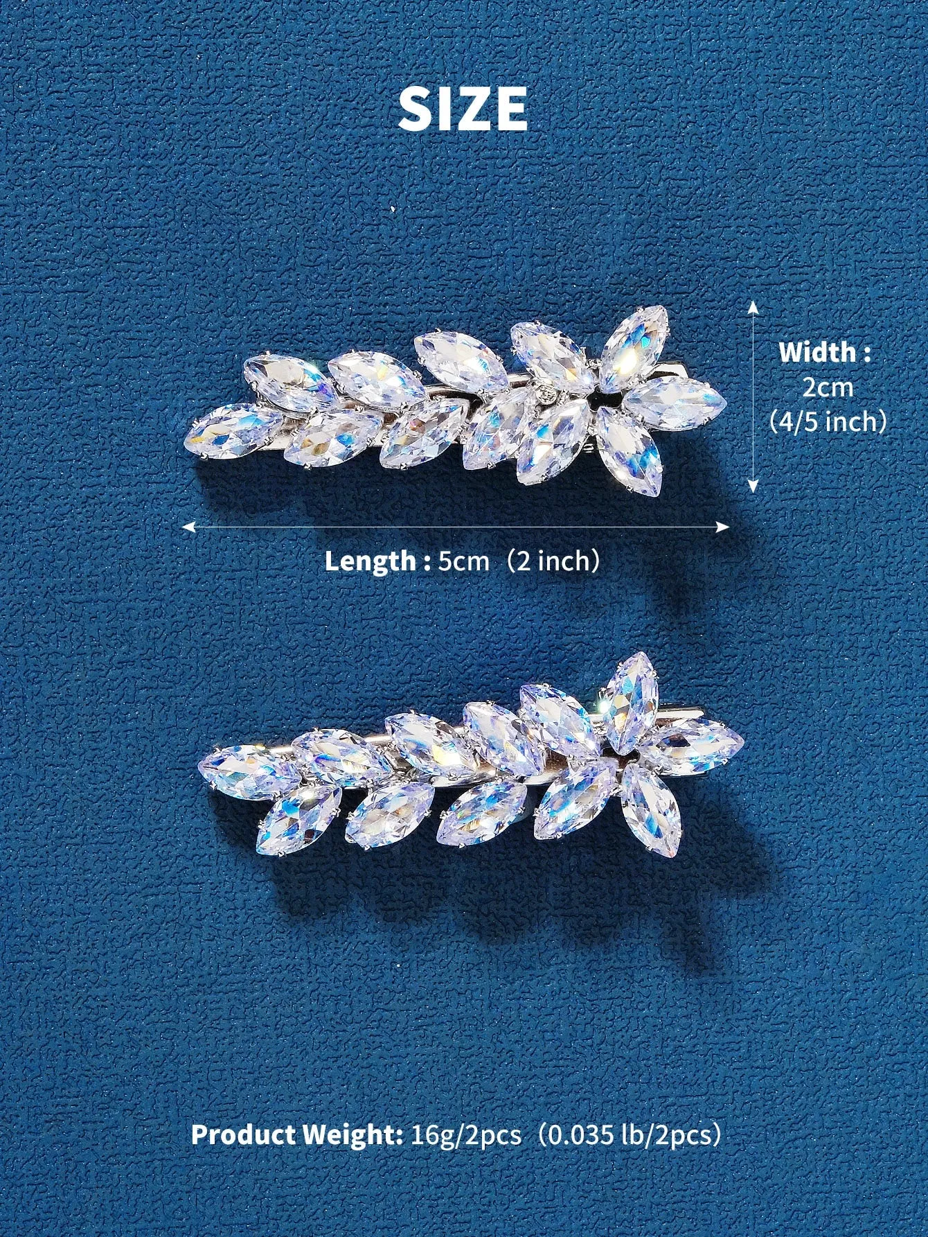 2pcs Cubic Zirconia Decor Alligator Hair Clip for Women Barrette Styling Hair