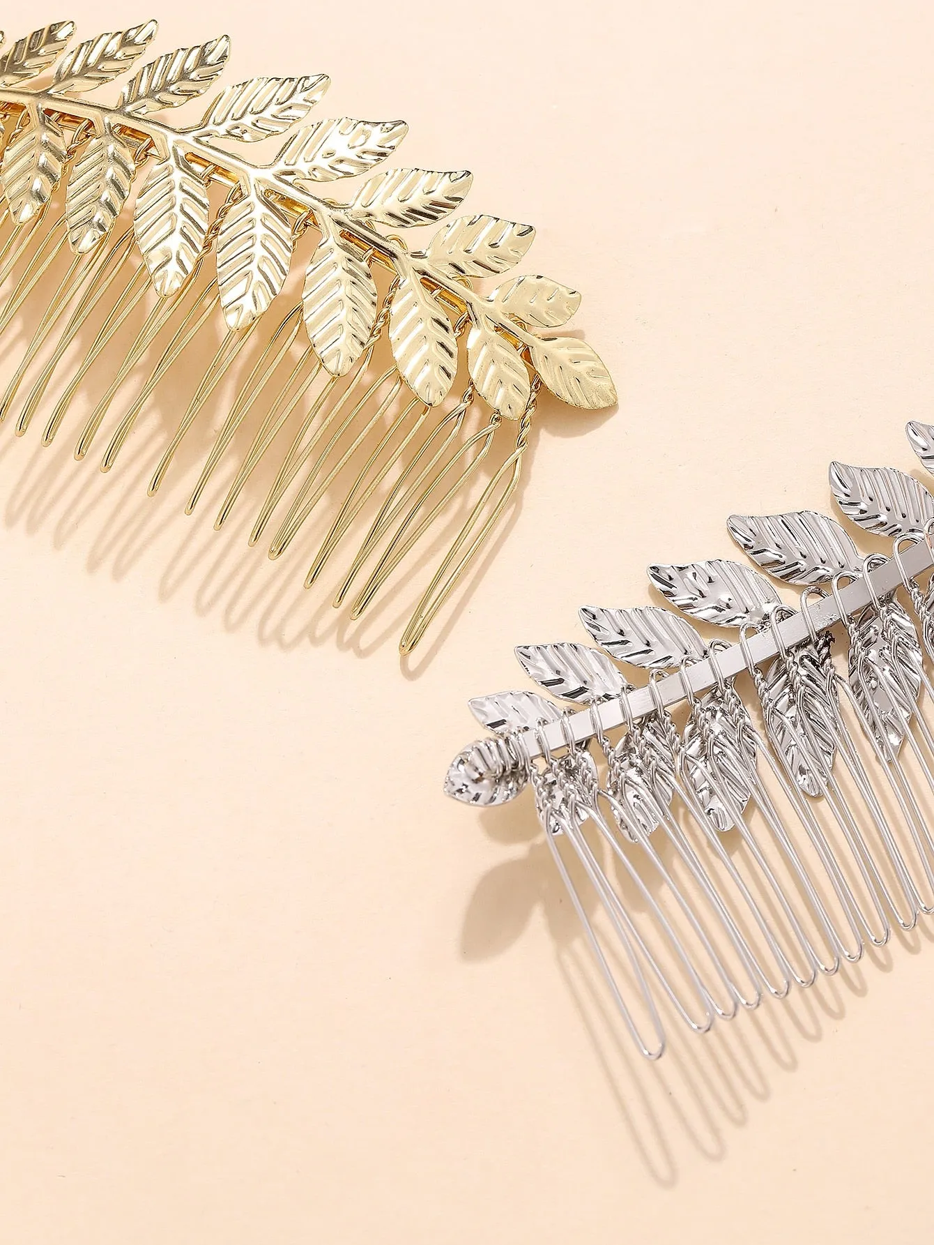 2pcs Leaf Design Hair Comb Boho Style for Women Barrette Styling Hair