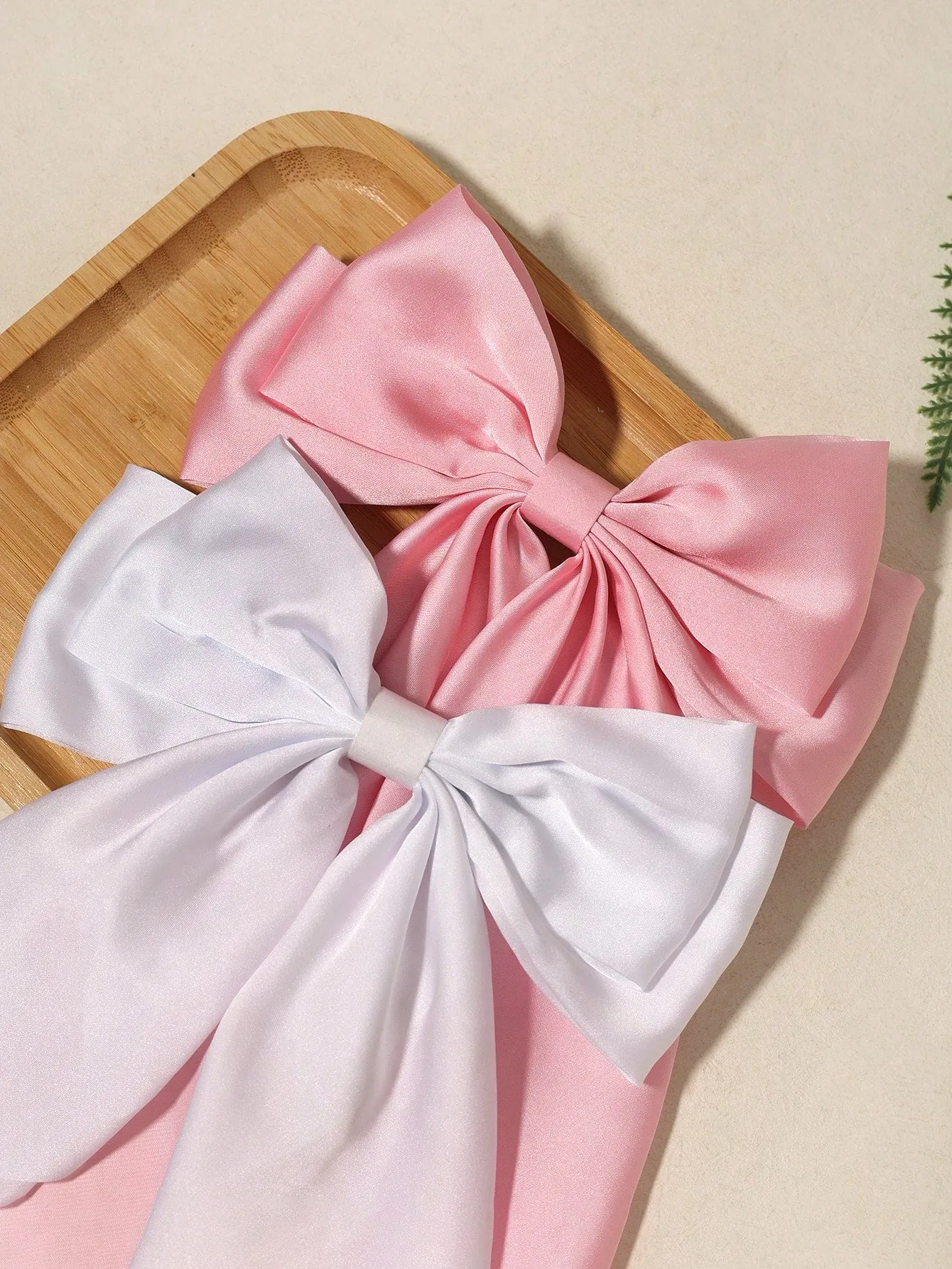 2pcs/Set Simple & Elegant Silky Bow Hair Clips For Women, Claw Clip & Barrette