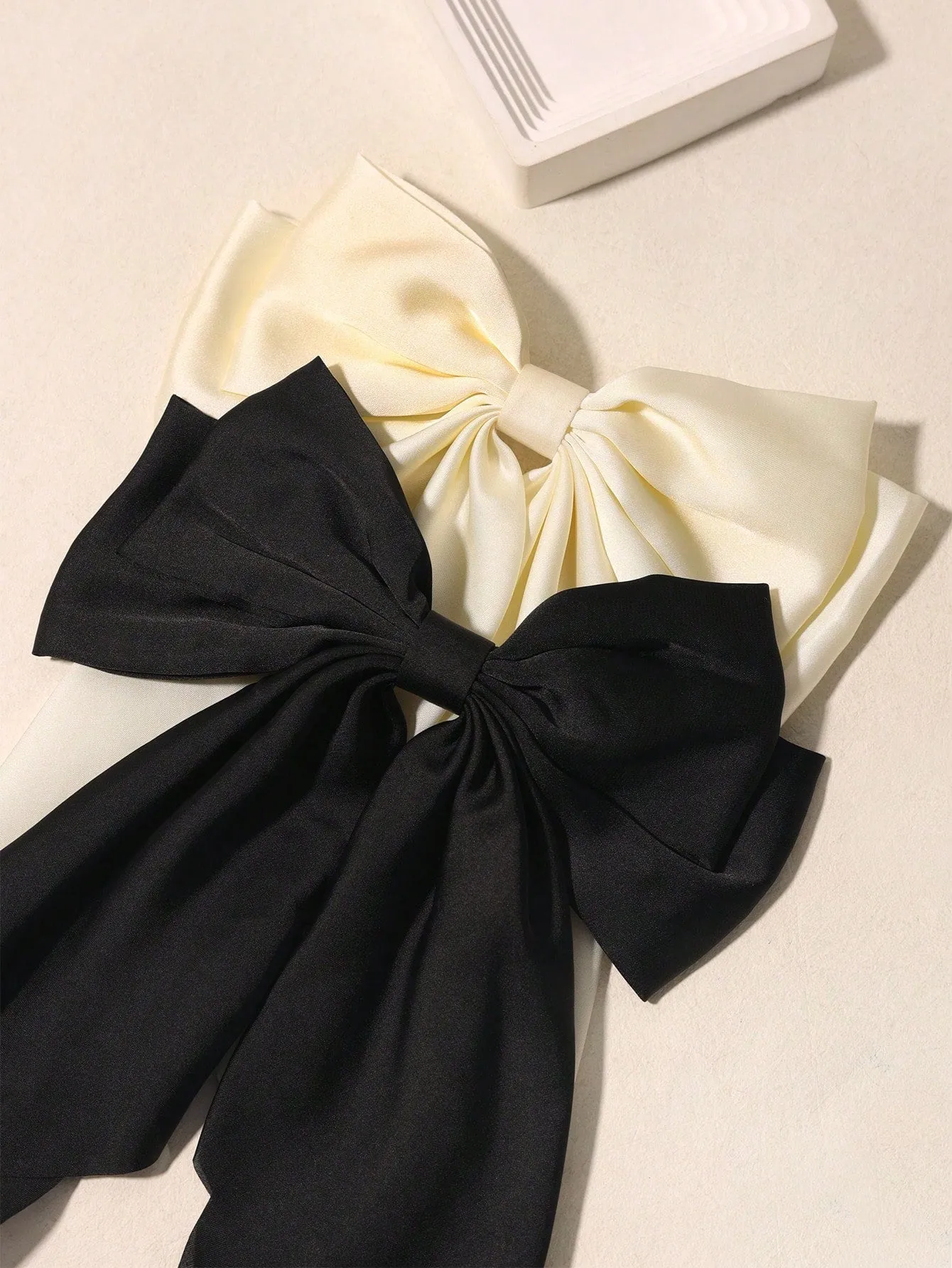 2pcs/Set Simple & Elegant Silky Bow Hair Clips For Women, Claw Clip & Barrette