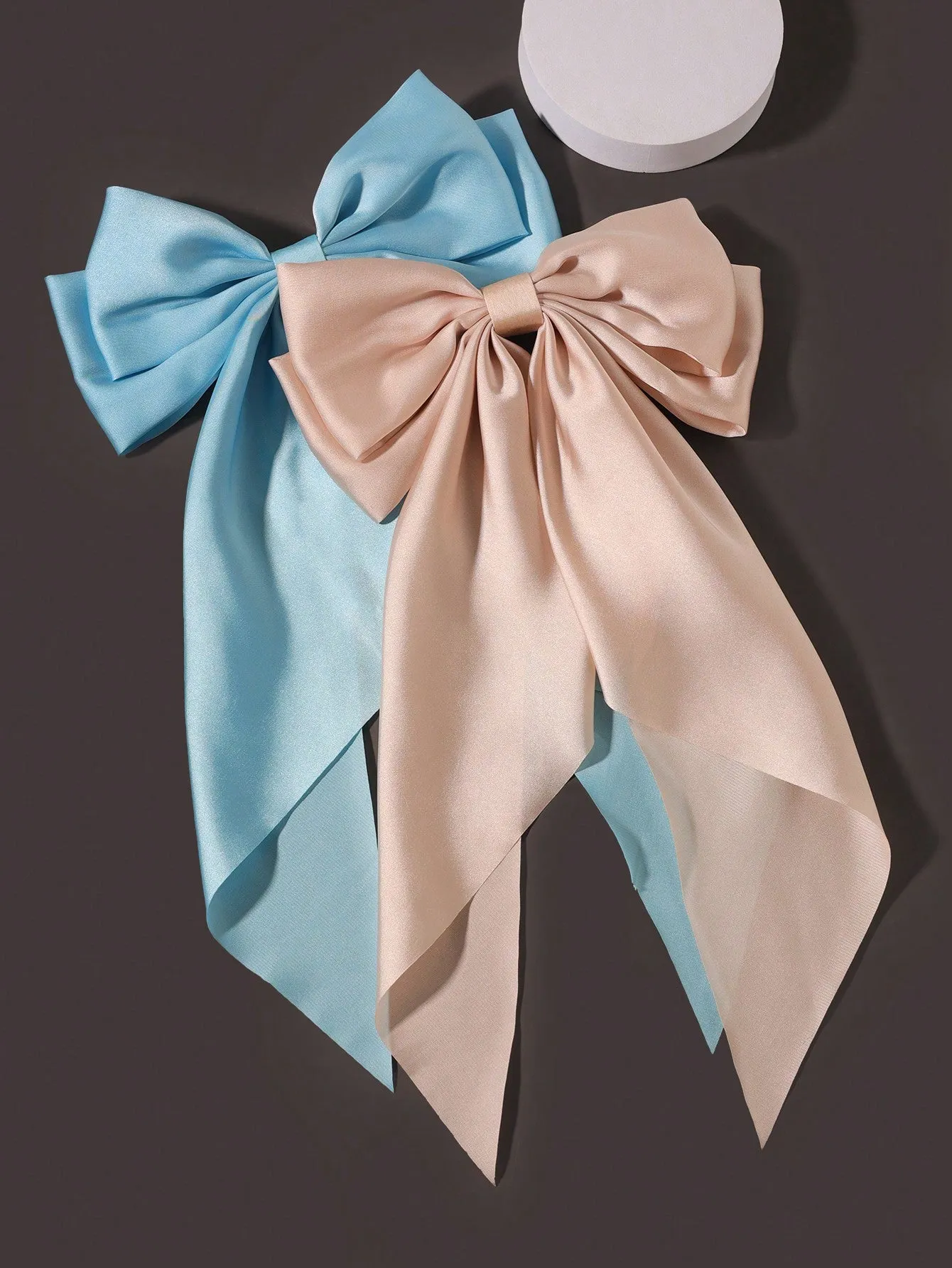 2pcs/Set Simple & Elegant Silky Bow Hair Clips For Women, Claw Clip & Barrette