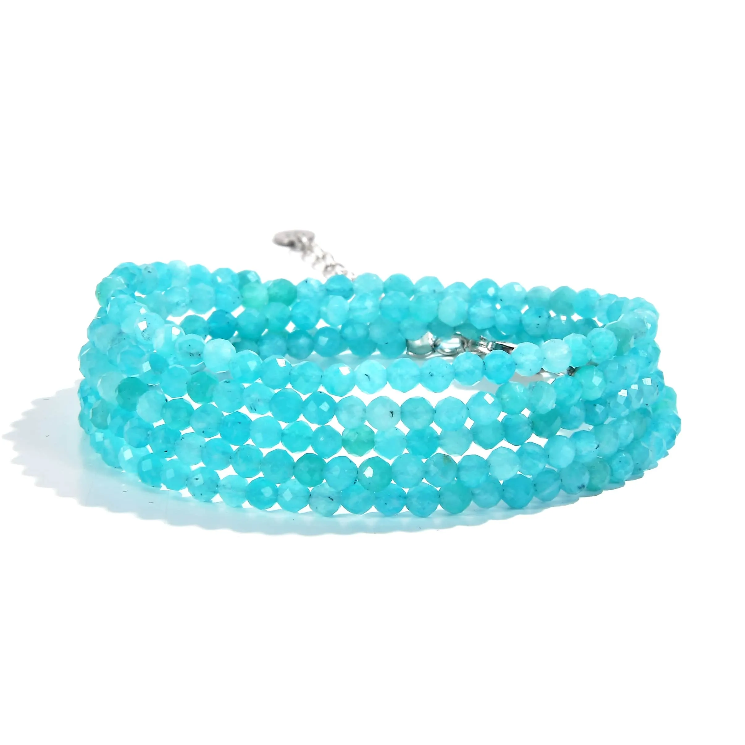 3mm Amazonite Faceted 31" Necklace / Multi Wrap Bracelet