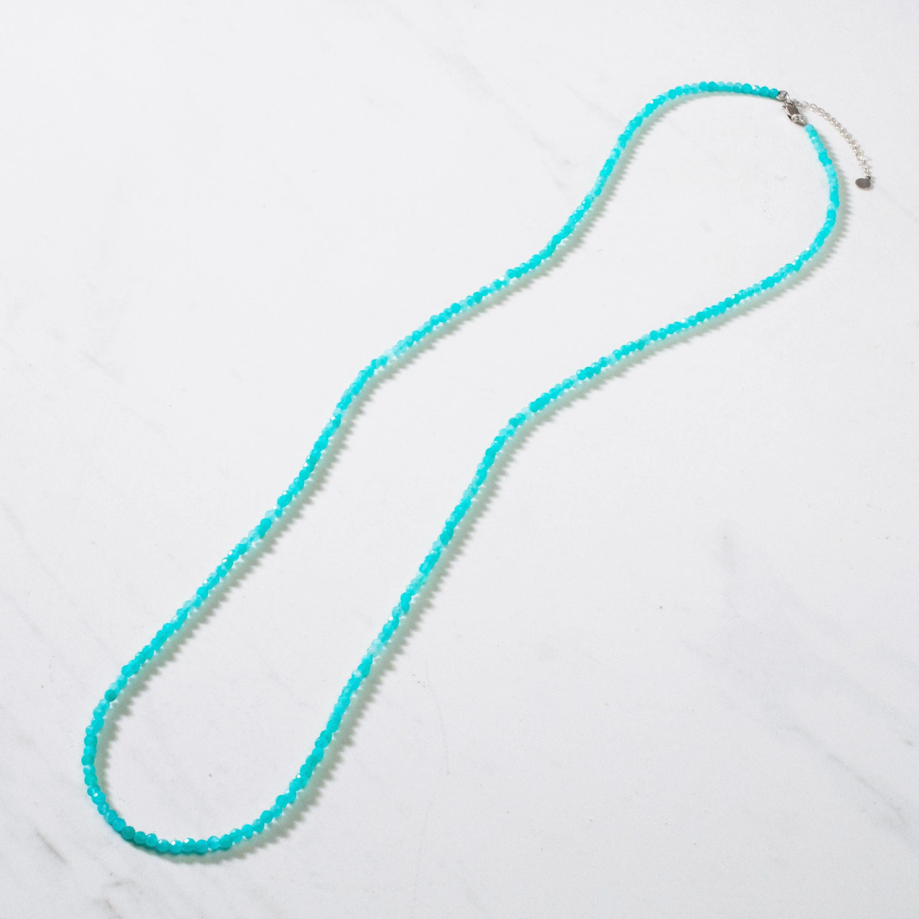 3mm Amazonite Faceted 31" Necklace / Multi Wrap Bracelet