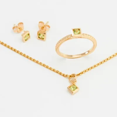 3mm Round Mesa Verde® Peridot August Birthstone Suite in 14kt Yellow Gold