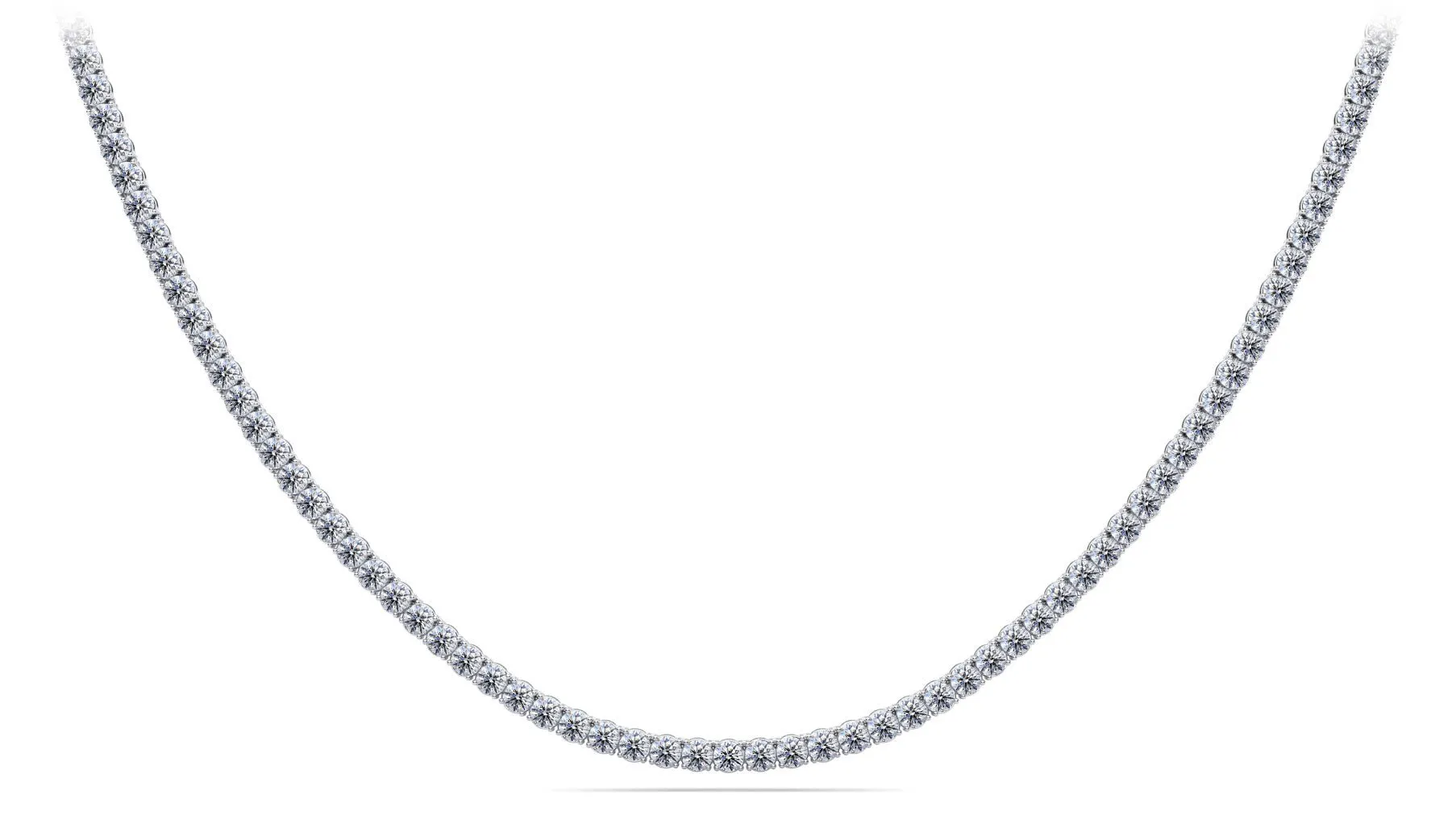 4 Prong Riviera Diamond Necklace with 8.70 ct.(finished) 2.5mm