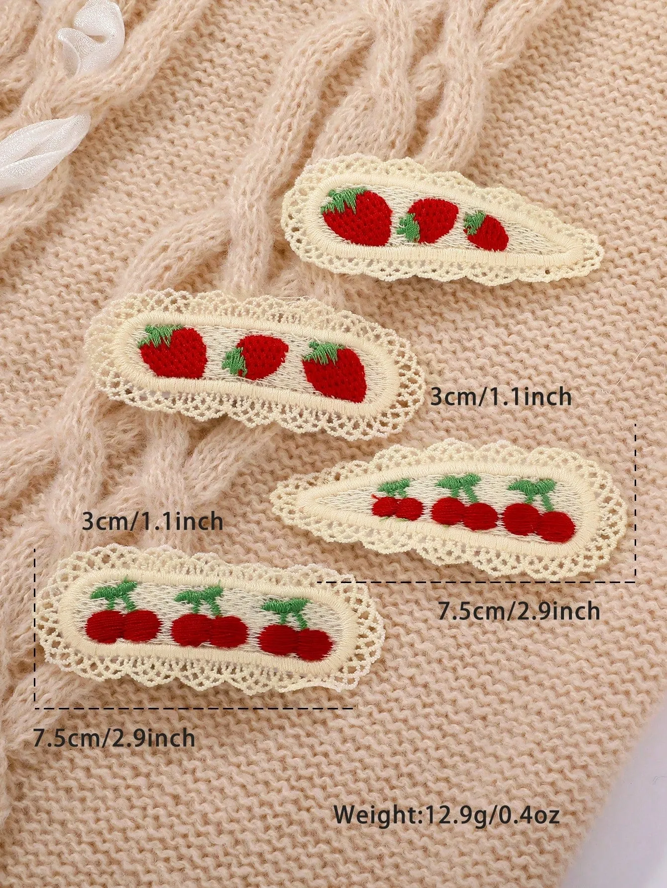 4pcs/Set Cherry & Strawberry Hair Clips for Women Barrette Styling Hair