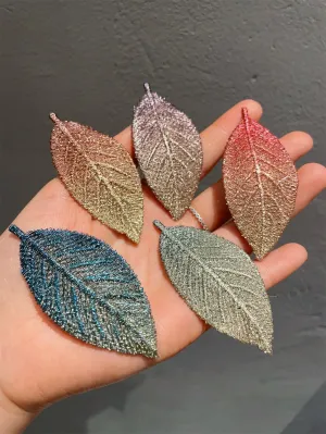 5pcs Glitter Ombre Leaf Decor Alligator Hair Clip for Women Barrette Styling