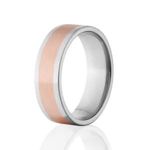 7mm Titanium Ring with Copper Inlay - Men's Wedding Bands