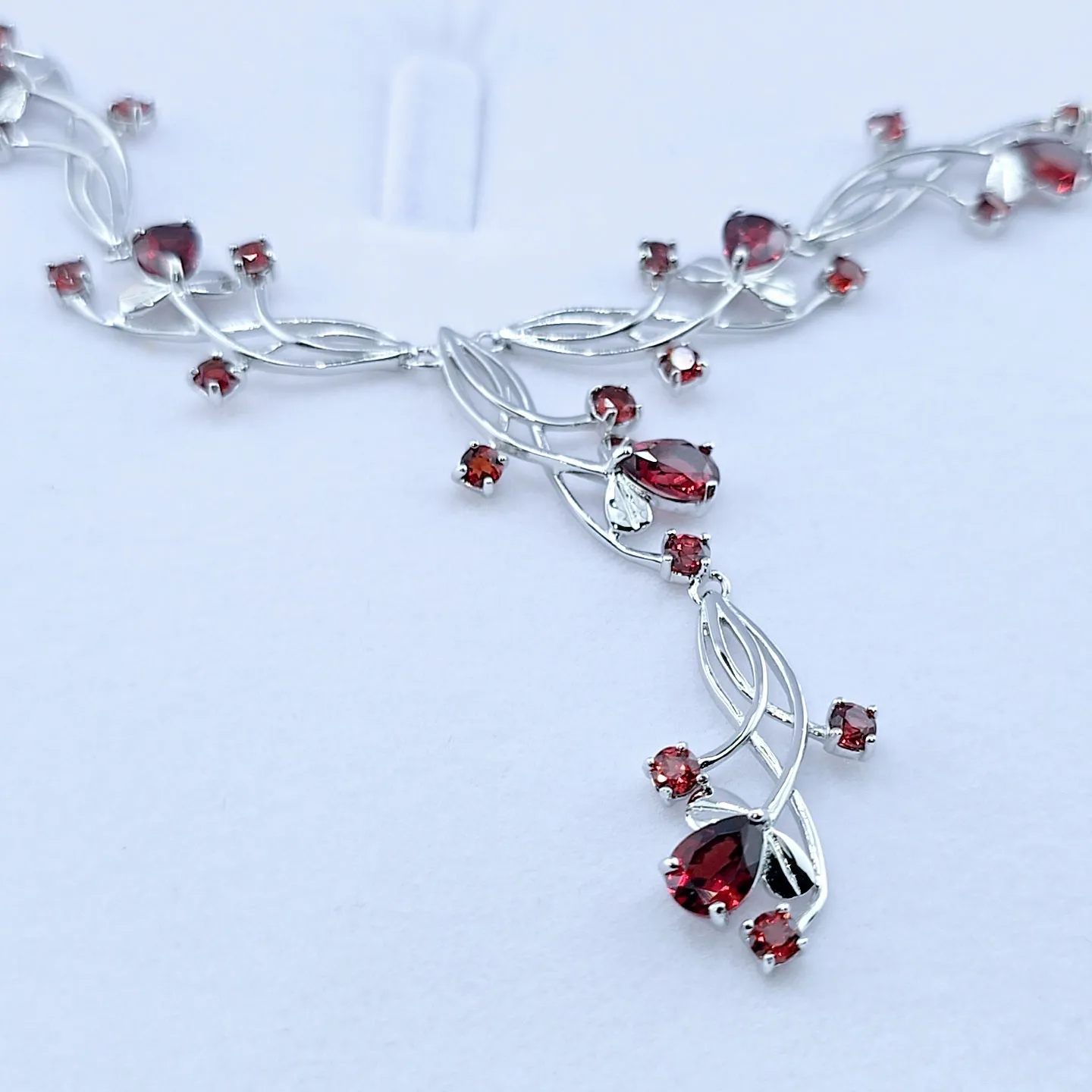 8.08ct Natural Red Garnet Bridal Necklace