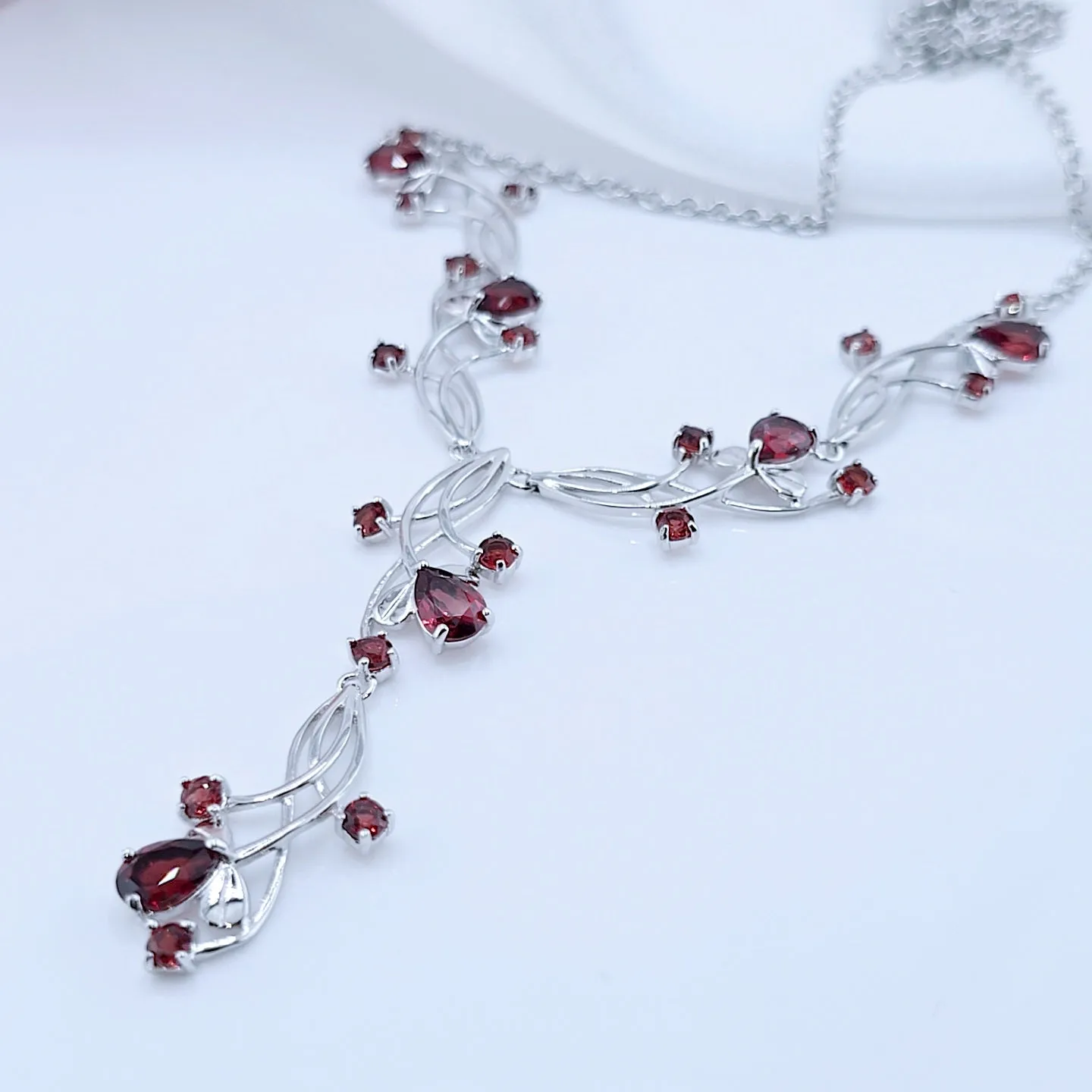 8.08ct Natural Red Garnet Bridal Necklace