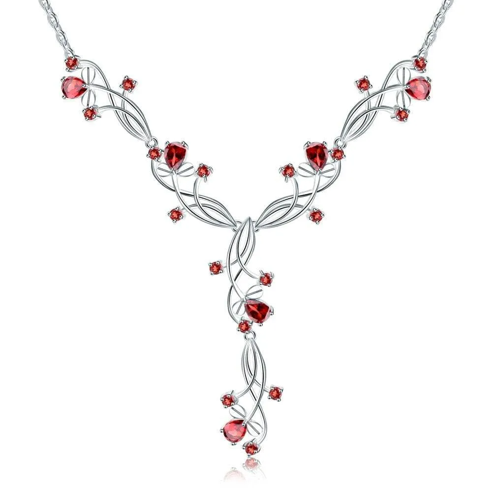 8.08ct Natural Red Garnet Bridal Necklace