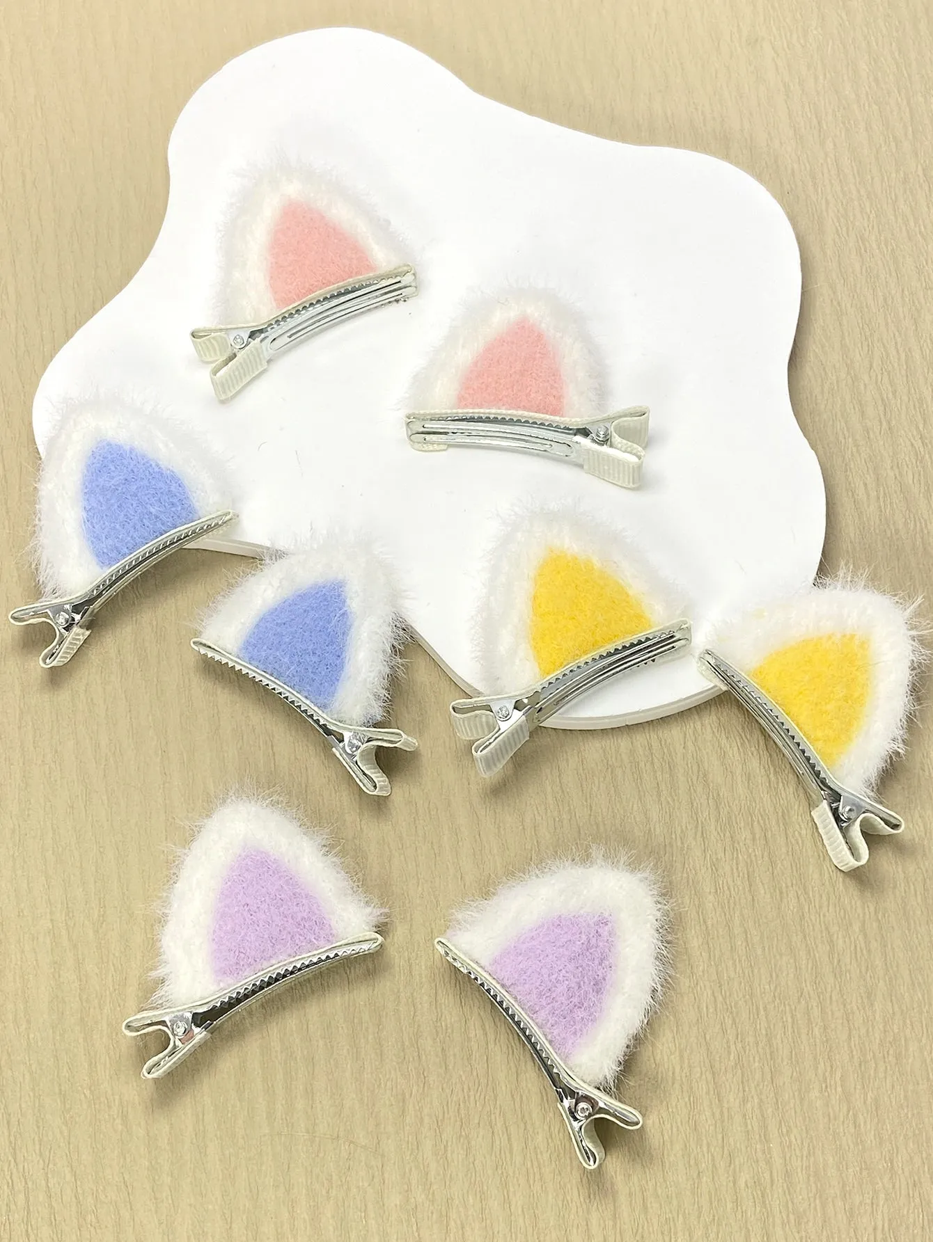 8pcs Fuzzy Ear Decor Hair Clip for Women Barrette Styling Hair Accessories