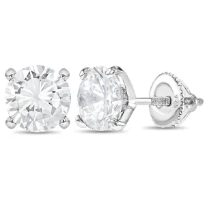 925 Sterling Silver 6mm CZ Prong Set Screw Back Earrings for Teens